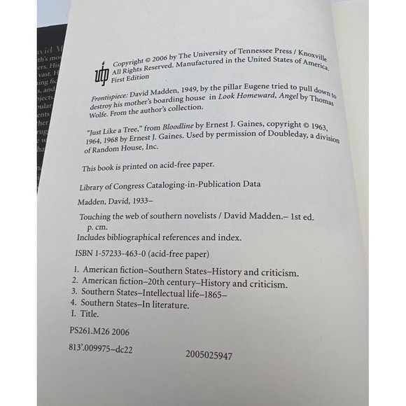 2006 Touching the Web of Southern Novelists David Madden Signed Book 1st Edition - Picture 6 of 8